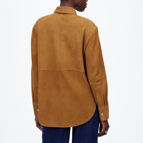 Madewell Straight-Hem Button-Up Lightweight Suede Jacket NWT, M - Picture 5 of 7